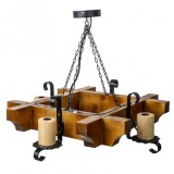 Lustra din lemn patrata 49cm 4xE14 Zilan EXT 10159
