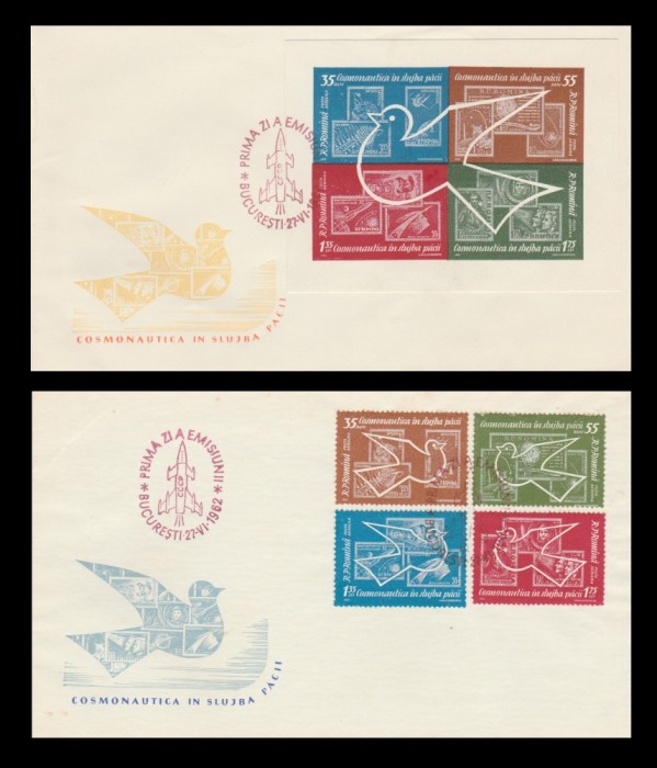1962 Romania - 2 FDC Cosmonautica in slujba pacii, LP 541 &amp; 541 a