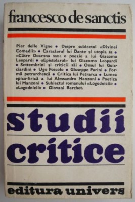 Studii critice &amp;ndash; Francesco de Sanctis foto