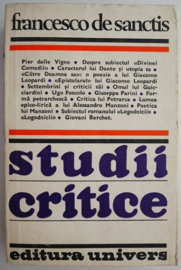 Studii critice &ndash; Francesco de Sanctis