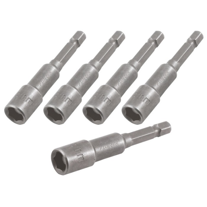 Adaptor cap bit magnetic, 13 mm x 65 mm, 5 buc / set