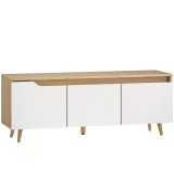 HOMCOM Suport TV, Mobilier TV pentru Televizoare de p&acirc;nă la 55", cu 3 Compartimente și Raft Reglabil, Mobilier pentru Living cu 5 Picioare din Lemn, S