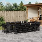 Cumpara ieftin Gossi set mobilier de gradina cu perne, 15 piese, negru, poliratan