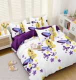 Cumpara ieftin Lenjerie Pat Broholmer Fx023, Bumbac, 4 Piese, Fara Elastic, Alb, Imprimeu, Lila