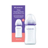 Biberon sticla cu tetina silicon, 0 luni+, 160ml, Lansinoh