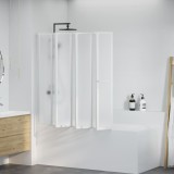 Paravan cadă de duș 140x168 cm, 7 panouri pliabil cu suport prosoape 140786