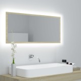 Cumpara ieftin Oglindă de baie cu LED, stejar sonoma, 100x8,5x37 cm, acril