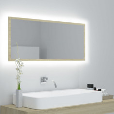 Oglinda de baie cu LED, stejar sonoma, 100x8,5x37 cm, acril GartenMobel Dekor