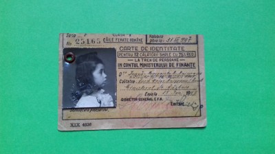 Bucuresti Carte / Carnet de identitate Calatorie CFR Ministerul de razboi 1947 foto