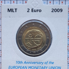 Malta 2 euro 2009 UNC - 10 Years of EMU - km 134 - cartonas personalizat D36101