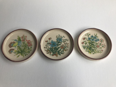 Set 3 sporturi pahare din ceramica cu print flori de camp, Made in Taiwan foto