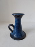 Sfesnic / suport lumanare ceramic, vintage, gresie, lucrat manual, 11cm inaltime