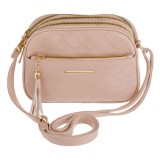 Geantă Crossbody Exclusivo, 3 Compartimente, Roz, 21x7x15cm, PU, Oem