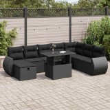 vidaXL Set mobilier de grădină cu perne, 9 piese, negru, poliratan 3327915