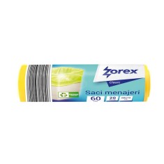Saci Menajeri Zorex Clasic, 60L, 60x72 cm, 20 Buc/Rola, Culoare Galbena, Saci Menaj, Saci de Gunoi, Saci Menajeri 60L, Saci de Gunoi Galbeni, Saci Men foto