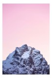 Tablou Canvas, "V&acirc;rf de munte &icirc;n asfințit roz", Montană, Zăpadă, Senin, Răsărit, Liniște, Măreție, Natură, 26 x 39 cm, CMCLASS
