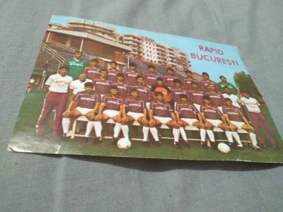 FOTO TIP CARTE POSTALA RAPID BUCURESTI SI PE VERSO E PROGRAMUL RETURULUI 89-90 foto