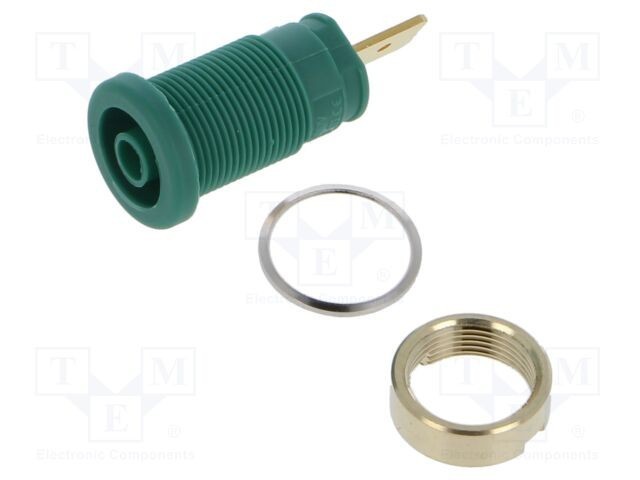 Conector banană 4mm verde 32A 1kV Hirschmann T&amp;M