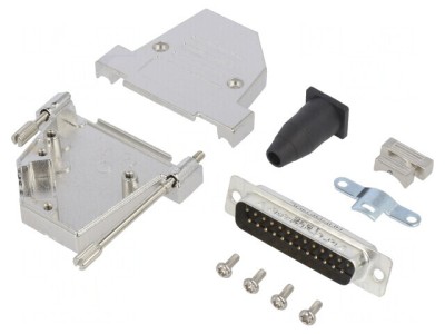 Conector D-Sub 25 PIN Tată 45&amp;deg; Lipire Cablu Gold Flash foto
