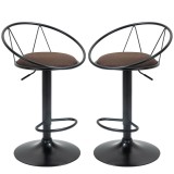 Set 2 scaune bar cu rotire de 360 de grade si suport pentru picioare 51x46x78-100cm HOMCOM | Aosom Romania