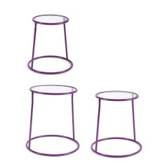 Set 3 masute cafea otel mov Magia &Oslash;48,5x52h; &oslash;44x48h; &oslash;40x42,5h