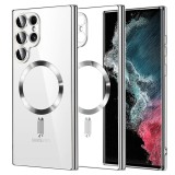 Husa premium Samsung Galaxy S22 Ultra 5G Asteroid GSM Luxury Crystal MagSafe, argintiu