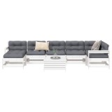 Gossi set canapea de gradina, 8 piese, alb, lemn masiv de pin