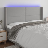 Cumpara ieftin Tăblie de pat cu LED, gri deschis, 203x16x118/128 cm, textil