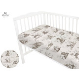 Cearceaf cu elastic MimiNu pentru patut 90x40 bumbac Design Calm Forest Beige