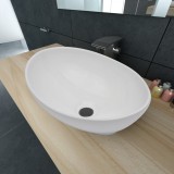 Chiuvetă ovală de lux din ceramică,Alb, vidaXL