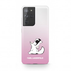 Husa Plastic Karl Lagerfeld Choupette Fun pentru Samsung Galaxy S21 Ultra 5G, Roz KLHCS21LCFNRCPI