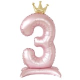 Cumpara ieftin Balon cifra 3, 81 cm, Folie de aluminiu, Fete, Roz