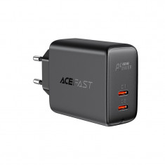 Încărcător Acefast 2x USB Tip C 40W, PPS, PD, QC 3.0, AFC, FCP Negru (A9 Negru) A9 BLACK