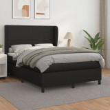 VidaXL Pat box spring cu saltea, negru, 140x200 cm, piele ecologică 3128913
