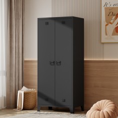 Dulap haine Hankasalmi 180x90x40cm negru [en.casa] HausGarden Leisure foto