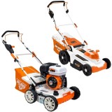 Ruris RXH999 + RXI4344e - Scarificator cu motor pe benzina 4 timpi 5.3 CP 40 cm + Masina de tuns iarba cu 2 acumulatori Li-Ion 20 V 4 Ah 43 cm 50 l