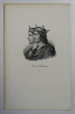 F.S. DELPECH ( 1778 - 1825 ) , LOUIS ET CARLOMAN , LITOGRAFIE MONOCROMA , CCA. 1820 foto