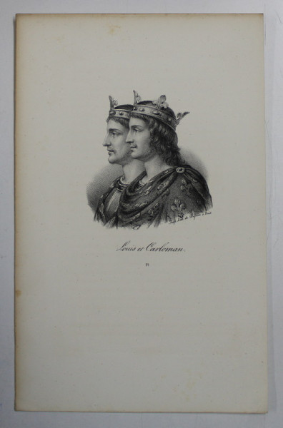 F.S. DELPECH ( 1778 - 1825 ) , LOUIS ET CARLOMAN , LITOGRAFIE MONOCROMA , CCA. 1820