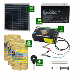 Pachet gard electric cu Panou solar 3,1J putere cu 3000m Fir 160Kg