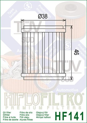 Filtru Ulei HF141 Hiflofiltro TM Racing Yamaha Cod Produs: MX_NEW HF141 foto
