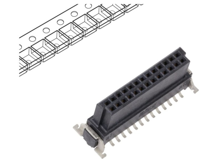 Conector TE Connectivity PCB-PCB 26 pini SMT aurit 124044-E