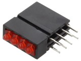 LED &icirc;n carcasă roșie, 4 diode, 1,8 mm, 15 mA