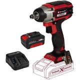 Einhell IMPAXXO 18/230 PXC + Starter Kit - Masina de insurubat cu impact patrat 1/2 inch 230 Nm + Set 1 acumulator si incarcator Li-Ion 18 V 4 Ah
