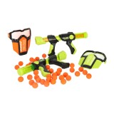 Set 2 Pistoale blaster cu Presiune de Aer, 48 Bile de Spuma si 2 masti protectoare