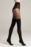 Dres elastic cu model, picățele și imitație de golf, Fantasy Sensation - Nero, 2-S Standard, Conte Elegant