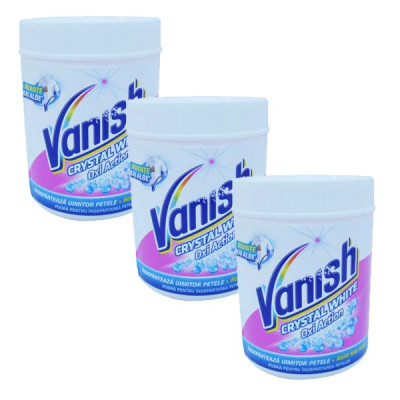 3 x Vanish Crystal White oxi action, Praf/Pudra pentru indepartat pete, 3 x 450g foto