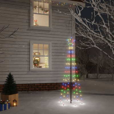 vidaXL Brad de Crăciun, 108 LED-uri multicolore, 180 cm, cu țăruș foto