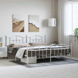 Cadru Pat Metalic vidaXL Alb 193x203 cm cu Tăblie, Spațiu Depozitare, Suport Saltea