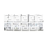 Set 10 Stickere Decorative Acril Oglinda, Design Grecesc, 102x104 mm, Argintiu, Autoadezive, Perete, Mobila, Living, Dormitor