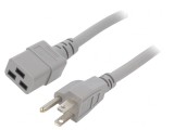 Cablu Alimentare 3x14AWG IEC C19 la NEMA 5-15, 1.5m, Gri
